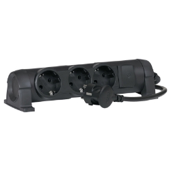 Slika Kabal produžni sa prekidačem H05VV-F 3x1.5mm2 1.5m 3 priključna mesta 2P+E crni Legrand