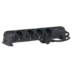 Slika Kabal produžni sa prekidačem H05VV-F 3x1.5mm2 1.5m 4 priključna mesta 2P+E crni Legrand