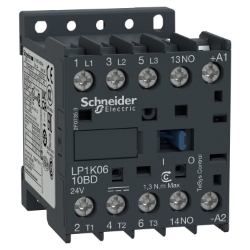 Slika Kontaktor 3P (3NO) 6A AC-3 špulna 24V DC sa signalnim kontaktima 1NO Schneider